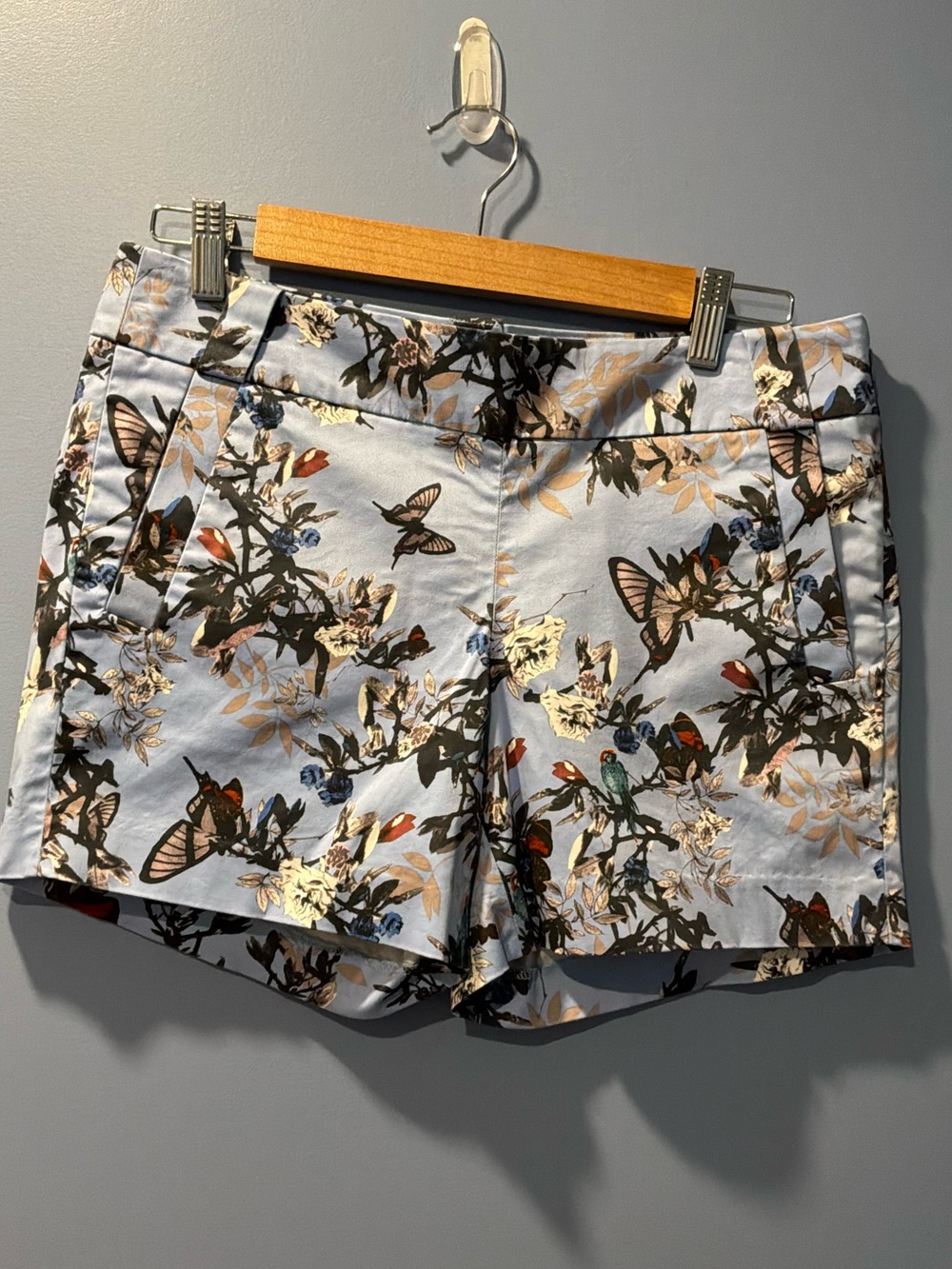 J. Crew Light Blue Floral & Butterfly Printed Shorts